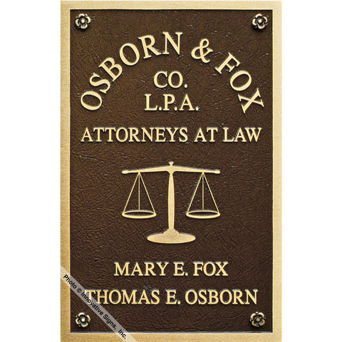 Osborn Style 11399 Cast Bronze Law Office Sign / Plaque