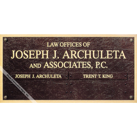 Front view: Archuleta Style 24875 Cast Bronze Law Office Sign
