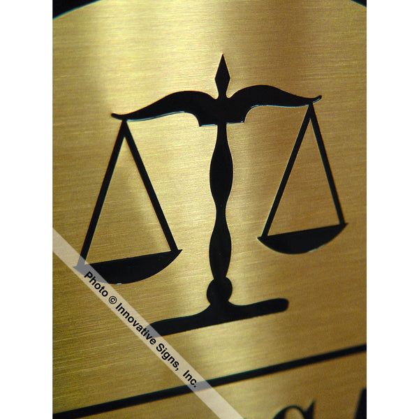 Closeup view: Springate Style 26613 Etched Brass Law Office Sign Plaque