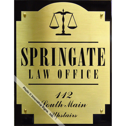 Front view: Springate Style 26613 Etched Brass Law Office Sign Plaque
