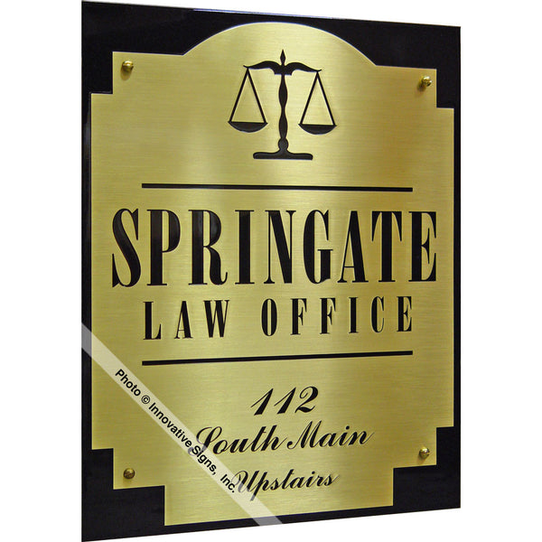 Left view: Springate Style 26613 Etched Brass Law Office Sign Plaque